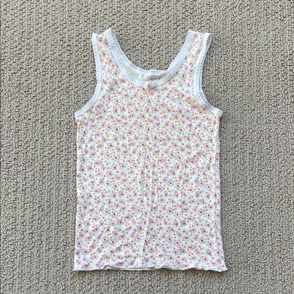 Total Girl Pink and White Floral Tank Top